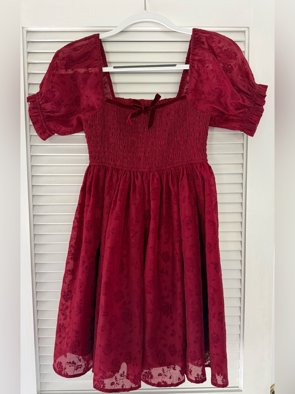 Altar’d State Deep Red Jacquard Holiday Dress